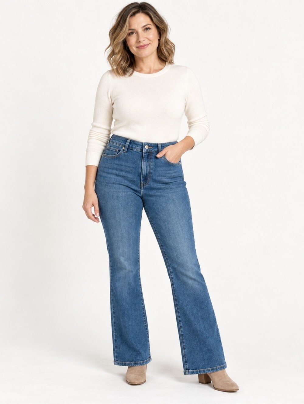 Talbots Flawless High Rise Flare Jeans 12P Petite Stretch Denim Classic Preppy